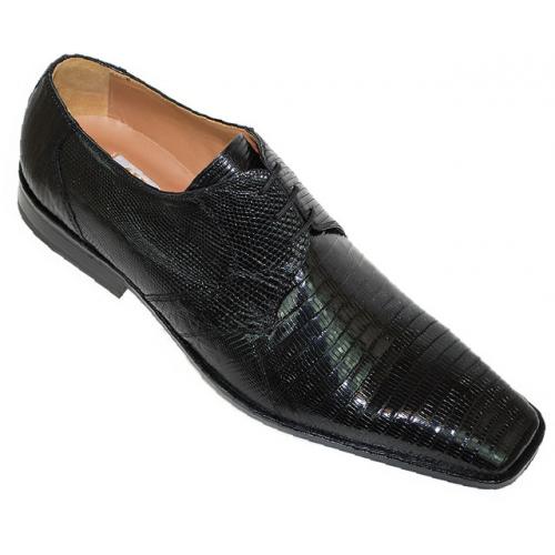David Eden  "Elie-T" Black All Over Genuine Lizard Shoes